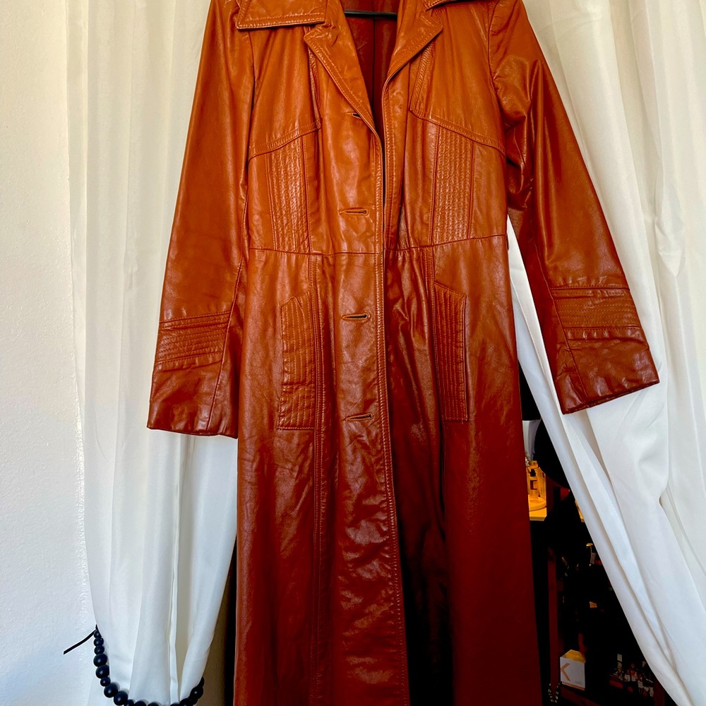 Vintage 70s leather craft trench coat